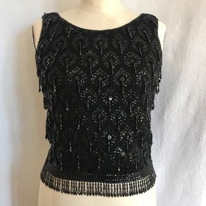 Vintage 50’s/60’s black beaded sleeveless sweater